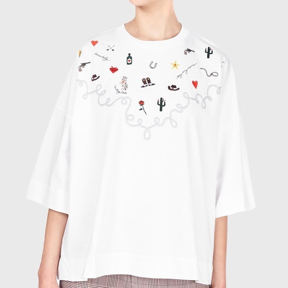 Rare Ganni Western Theme Loose Shirt Size M/L - Picture 1 of 12